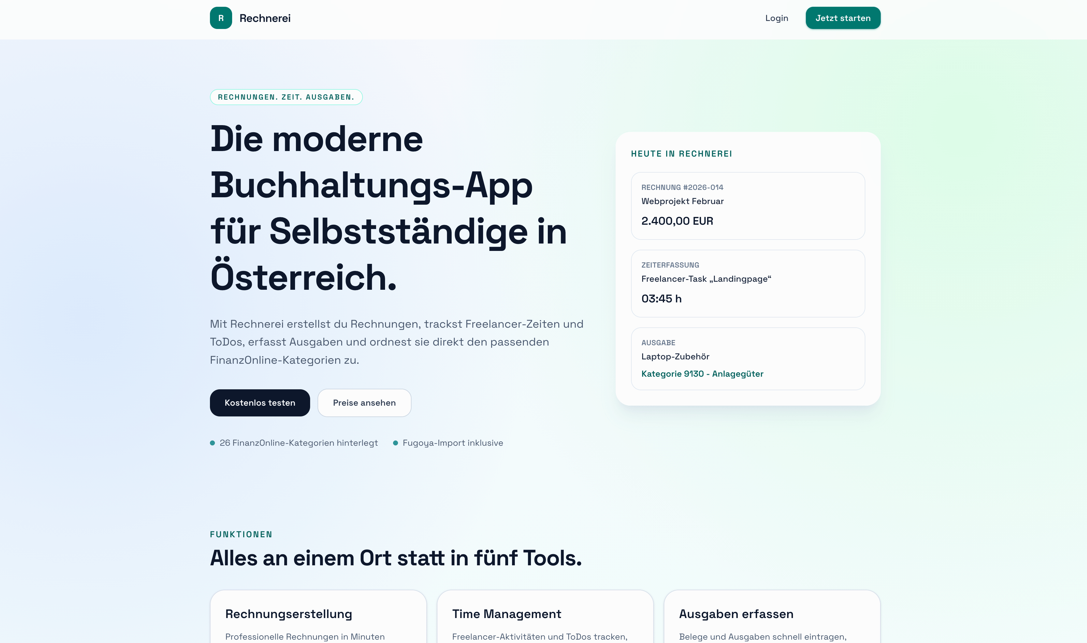 Screenshot der Website rechnerei.at